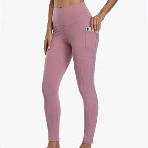 Colorfulkoala Women's High Waisted 7/8 Length Pockets mauve Pink medium Leggings